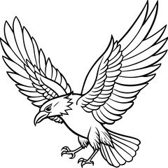 Obraz premium Dynamic Raven in Flight Outlined Vector Design
