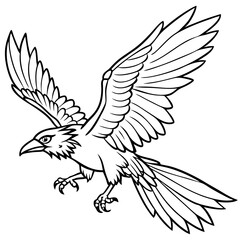 Obraz premium Dynamic Raven in Flight Outlined Vector Design
