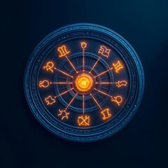 Zodiac wheel with all signs, aligned and glowing, radiating from the center of the universe