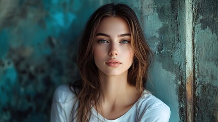 Fototapeta premium Elegant fashion portrait of a stylish young woman smiling