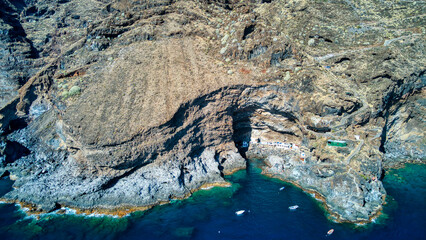 Foto aérea del Poris de Candelaria en La Palma, Canarias. drone