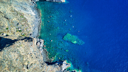 Foto aérea del Poris de Candelaria en La Palma, Canarias. drone