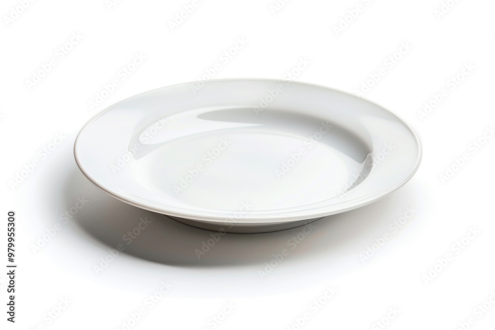 Poster a simple table setting with a white plate on top, perfect for everyday meals or formal events