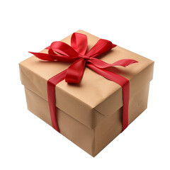 Obraz premium Gift box with red ribbon, side view
