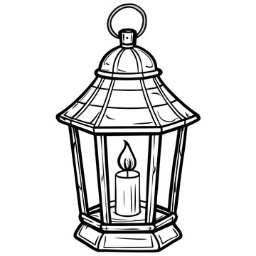 recommend clip art: Vintage Lantern with Flickering Candle Outline Vector
