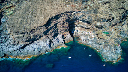 Foto aérea del Poris de Candelaria en La Palma, Canarias. drone