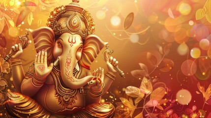 Fototapeta premium A life-sized statue of an elephant sits peacefully among colorful flowers