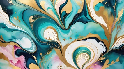 流れる色彩: 黄金と色の幻想的な融合