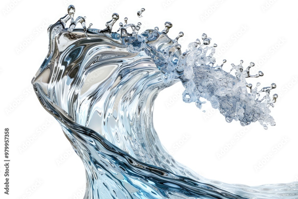 Poster A close-up view of a wave crashing on the ocean surface, with water and foam visible