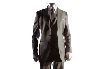 A life-sized mannequin dressed in a business suit and tie, great for commercial or editorial use
