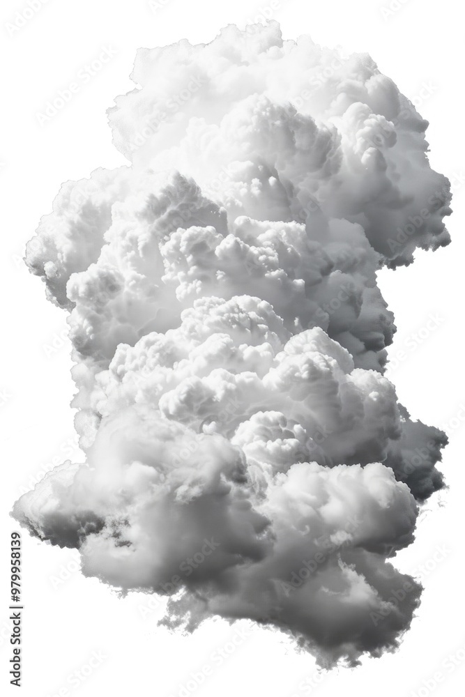 Poster a monochromatic photograph of a cloud with various textures and shapes