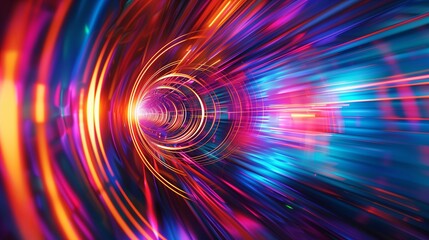 Obraz premium Abstract tunnel background, virtual integration, progression and essence, immersive experience, vibrant lines and glow, high-tech feel, dynamic perspective