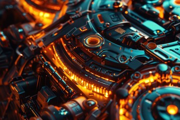 Fototapeta premium Industrial equipment with bright lights