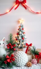 Obraz premium Christmas background with cuddly toys.