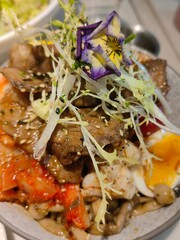 Beef salad,Spicy salad of roasted beef, Thai style food,Thai beef salad spicy dish.