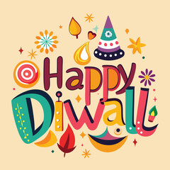 Happy Diwali or Rangoli festival vector text with colorful design