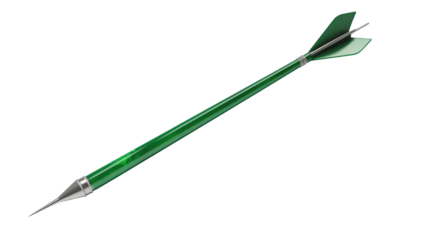 Green throwing dart isolated on a transparent background