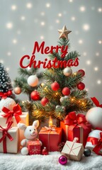 Christmas background with cuddly toys.