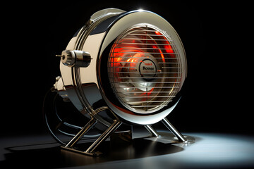 photo of a chrome ventilator, ventilator product photo chrome style