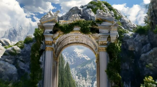 Entrance to mythological Mount Olympus ultra realistic