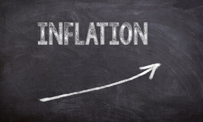 Inflation word written on chalkboard
