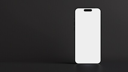Front view of a realistic mockup of a smartphone on a dark gray background