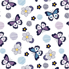Decorative butterflies with flowers pattern