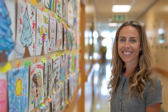 Teacher Appreciated on World Teachers Day with Student-Made Posters Filling a School Hallway