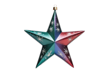 Christmas star decoration, shining radiance, isolated on stark white background, depicting the lone holiday emblem in its purest form, soft wrinkles, delicate and crisp details in close-up