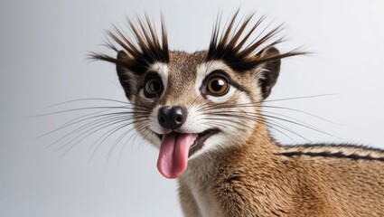 Fototapeta premium A digitally altered image blending the features of a person and an animal, giving the impression of a whimsical, cartoon-like creature