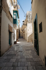 Beautiful old tight streets with cobble stones in the old town of Gozo, Malta