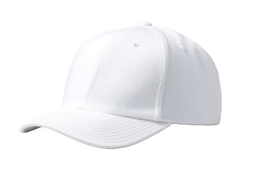 Fototapeta premium Isolated white cap hat, digital photography, high-key lighting, pure white background, minimalist composition, soft shadow beneath to suggest light source from the top left