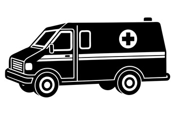 Ambulance car icon or sign isolated on white background. Vector illustration.