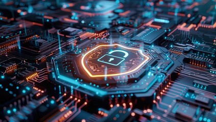 Cyber attack warning with a blue padlock icon indicating a breach in internet security