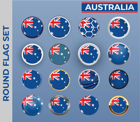 Australia  round flag set with 16 different styles