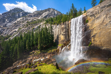 waterfall at the mist trail in yosemite national park, california