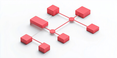 3D step flow red diagram 