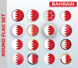 bahrain round flag Set with 16 Different Styles