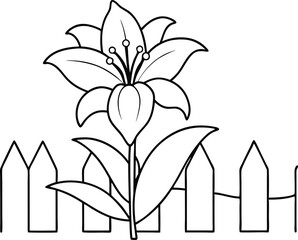 Elegant Lily Bloom Vector Illustration for Kids Coloring
