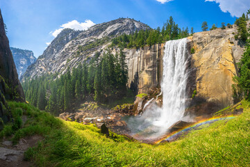 waterfall at the mist trail in yosemite national park, california