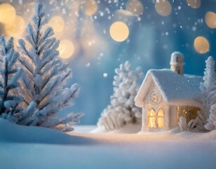 Naklejka premium Winter wonderland holiday background with depth of field for a magical and serene atmosphere