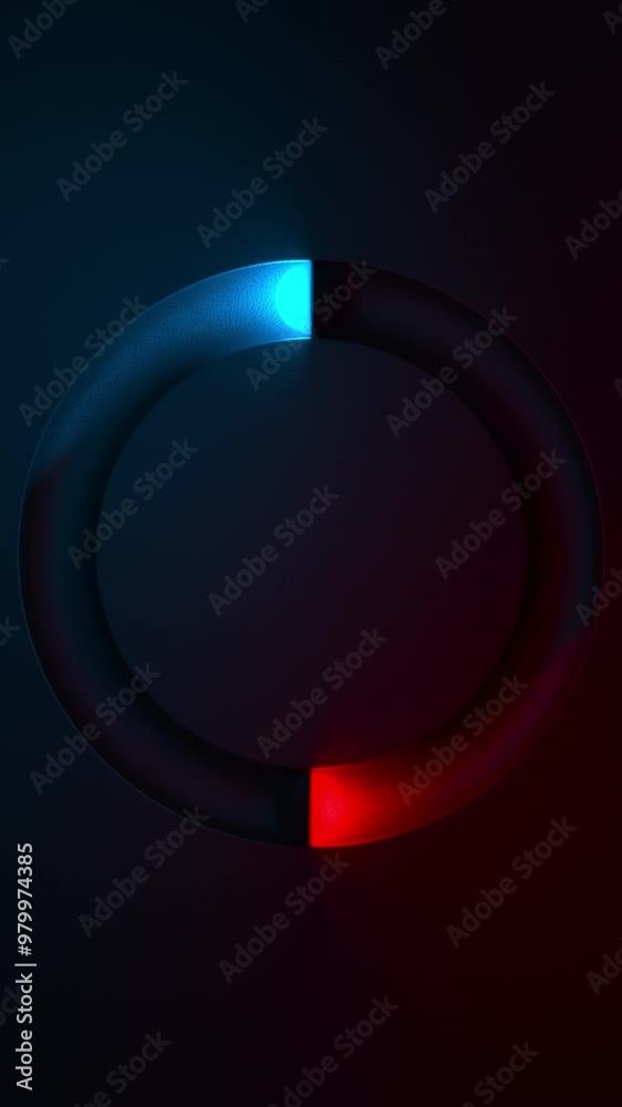 Poster glowing ball rolling in circular gutter animation. minimal cycled motion with illuminated sphere. co