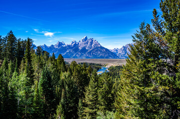 Fototapeta premium Grand Teton National Park in the Fall of 2024 while hiking the Cascade Canyon Trail and the Snake River Overlook