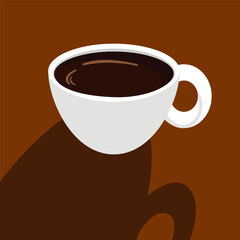 a cup of black coffee vector, flat illustration