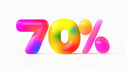 This image features a colorful 70% number with a smooth gradient effect, displayed prominently on a clean white background, conveying a modern and dynamic aesthetic.