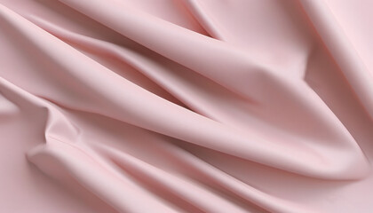 Obraz premium Soft blush fabric draping elegantly across a surface, showcasing smooth texture and gentle folds in a well-lit setting. Generative AI