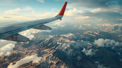 Obraz premium airplane wing flying generative ai