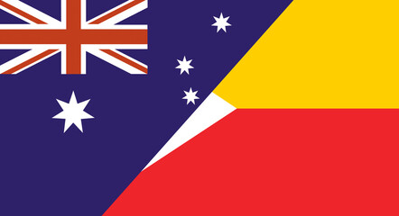 Flag of Australia and Marquesas islands. Two Flags Together