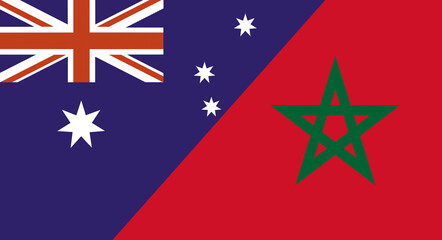 Flag of Australia and Morocco. Two Flags Together Australian and Moroccan