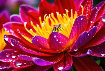 Fototapeta premium close images vibrant flowers enhanced refreshing dew drops capturing beauty, blossom, petal, color, freshness, garden, flora, macro, bloom, botanical